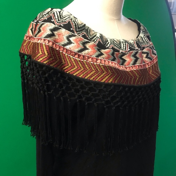 VINTAGE COLLECTION NWT Fiesta Style Hand Woven Off Shoulder Tassels & Beads XL - Picture 2 of 6